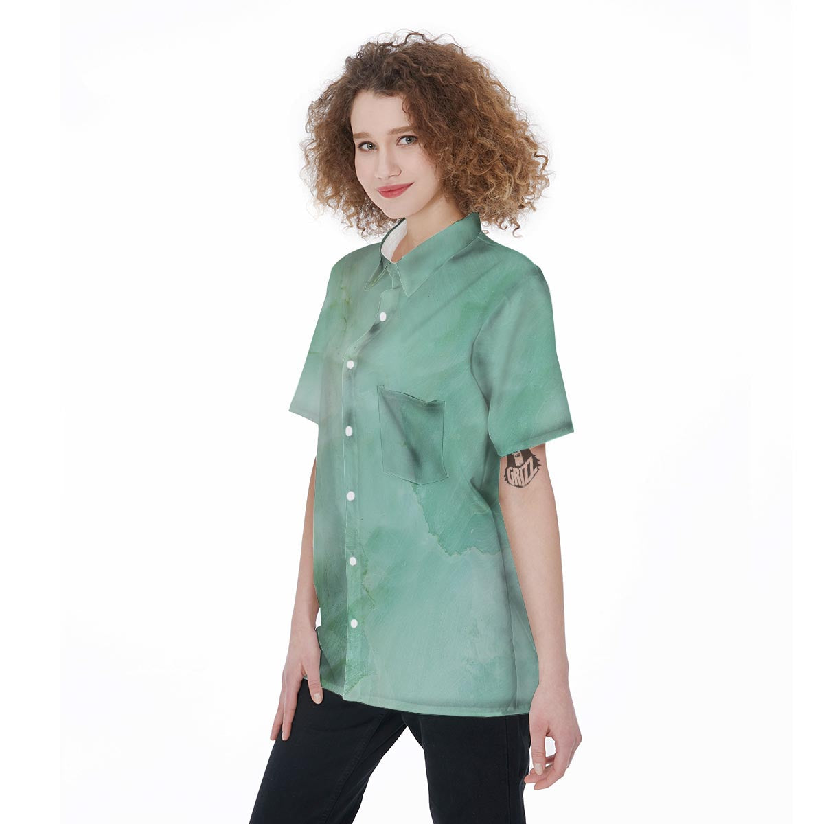 Teal Marble Women's Short Sleeve Shirts-grizzshop