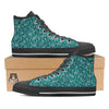 Teal Paisley Bandana Print Black High Top Shoes-grizzshop