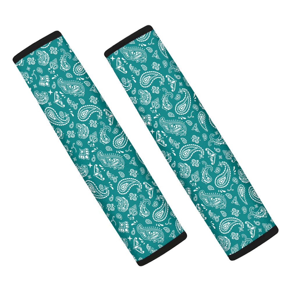 Teal Paisley Bandana Print Car Seat Belt Cover-grizzshop