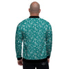 Teal Paisley Bandana Print Men's Bomber Jacket-grizzshop