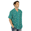 Teal Paisley Bandana Print Men’s Hawaiian Shirt-grizzshop