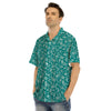 Teal Paisley Bandana Print Men’s Hawaiian Shirt-grizzshop