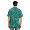 Teal Paisley Bandana Print Men’s Hawaiian Shirt-grizzshop