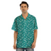 Teal Paisley Bandana Print Men’s Hawaiian Shirt-grizzshop