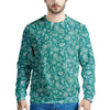 Teal Paisley Bandana Print Men's Sweatshirt-grizzshop