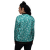 Teal Paisley Bandana Print Women's Bomber Jacket-grizzshop