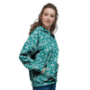 Teal Paisley Bandana Print Women's Hoodie-grizzshop