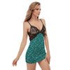 Teal Paisley Bandana Print Women's Sexy Night Dress-grizzshop