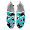 Teal Pink And Black Camouflage Print White Athletic Shoes-grizzshop