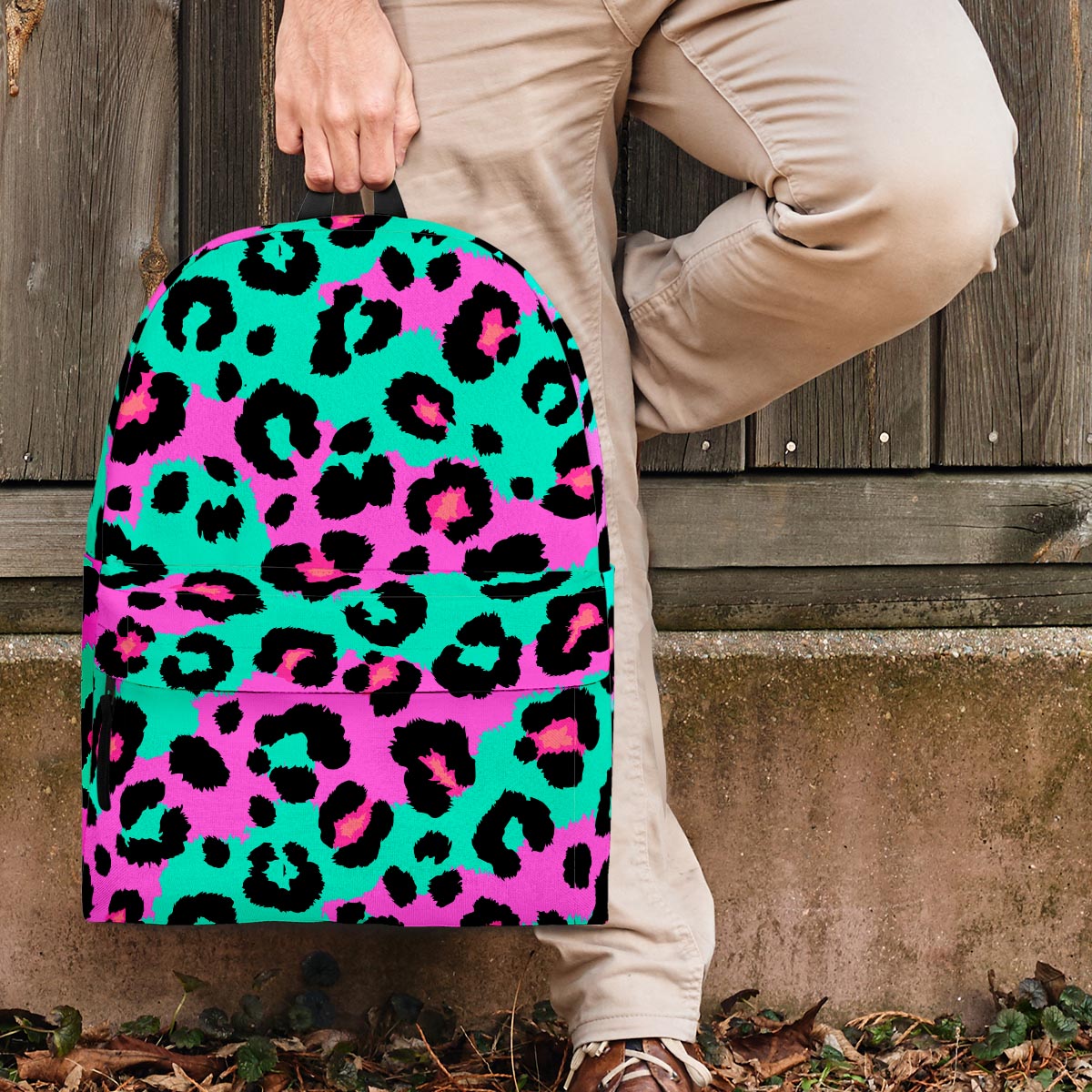 Teal Pink Leopard Backpack-grizzshop