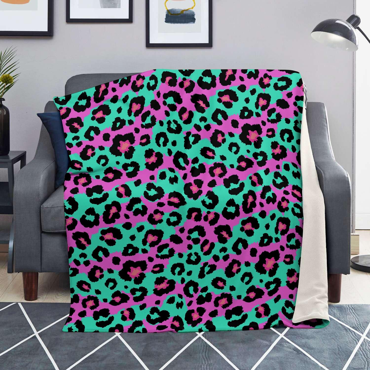 Teal Pink Leopard Blanket-grizzshop