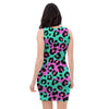 Teal Pink Leopard Bodycon Dress-grizzshop