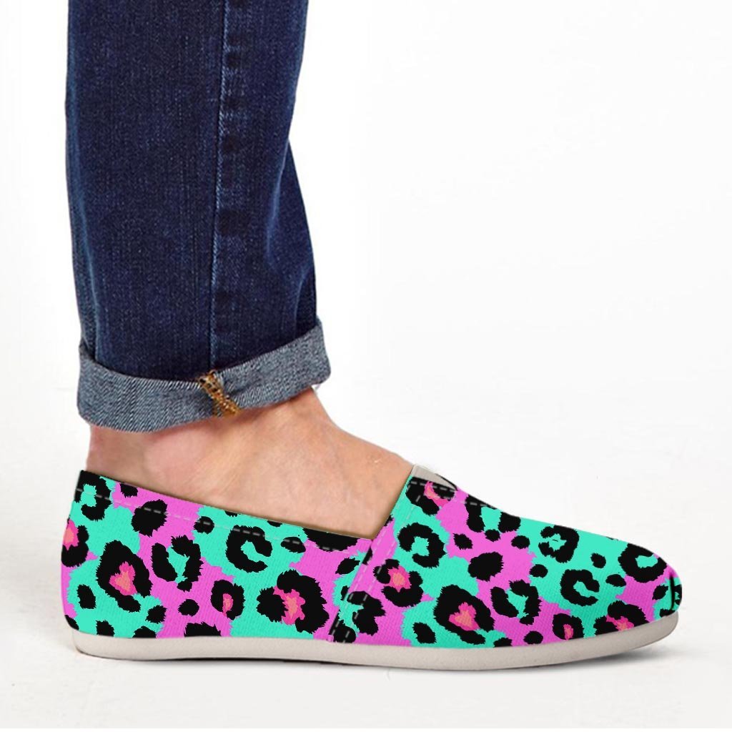 Teal Pink Leopard Canvas Shoes-grizzshop