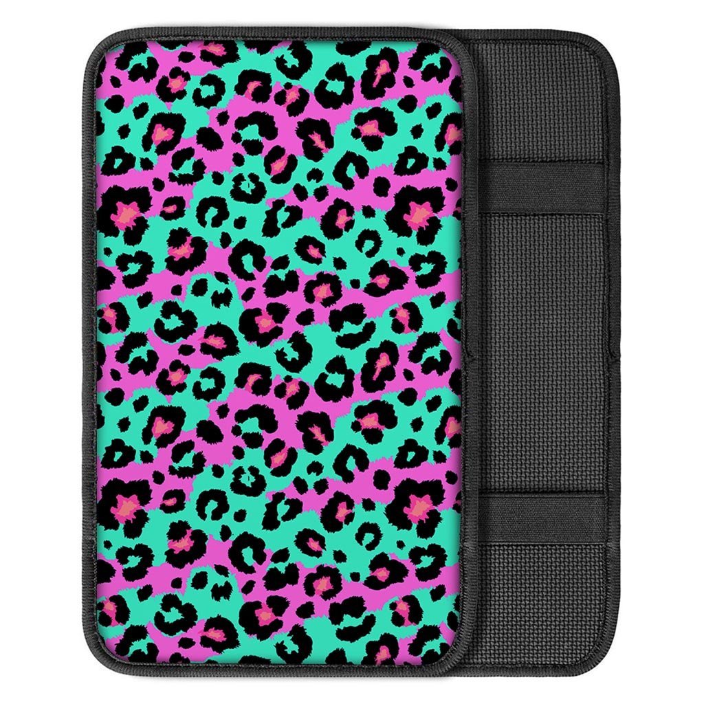 Teal Pink Leopard Car Console Cover-grizzshop