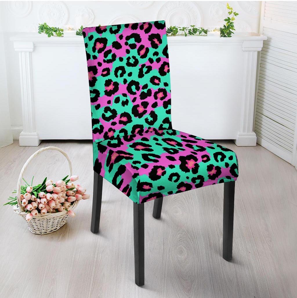 Teal Pink Leopard Chair Cover-grizzshop