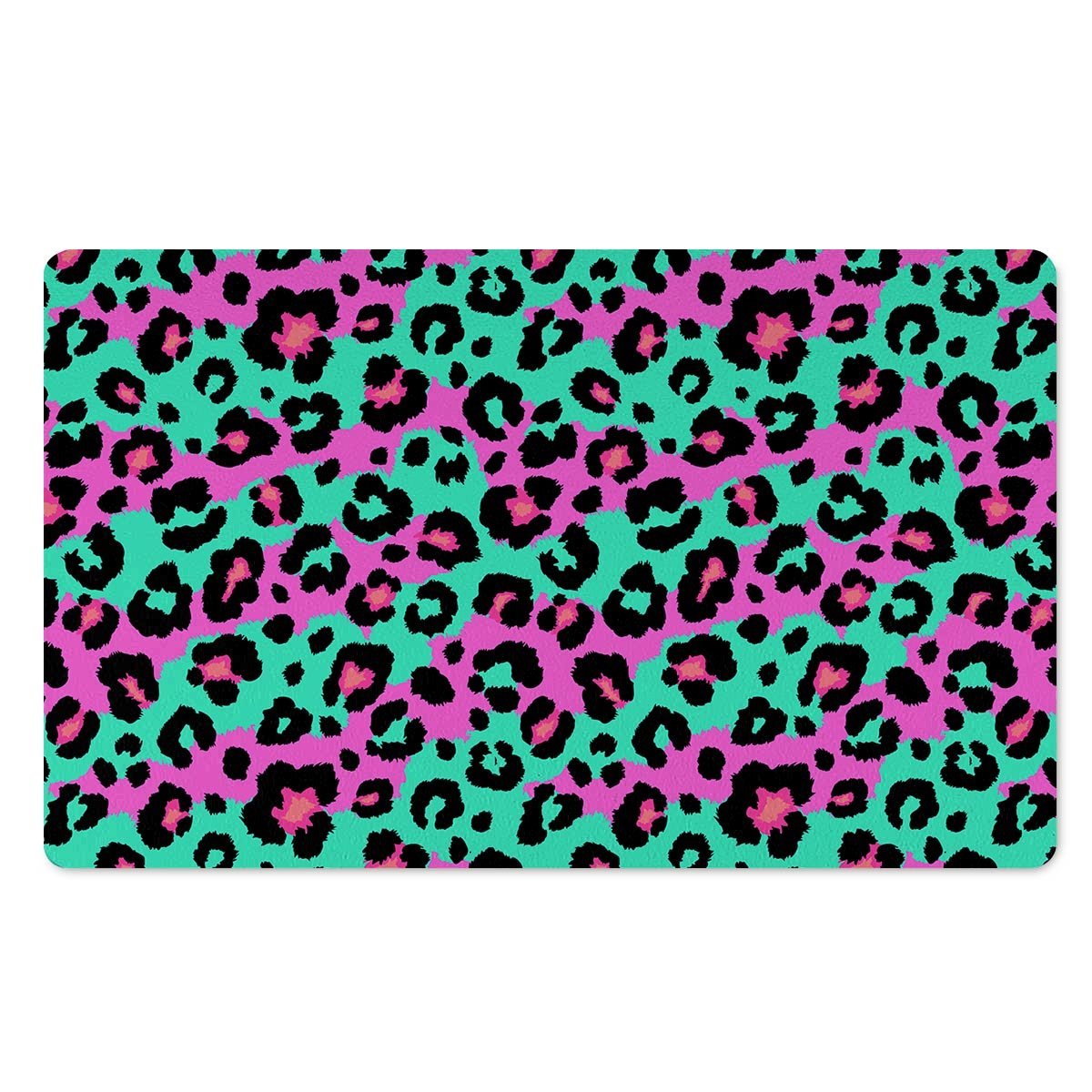 Teal Pink Leopard Door Mat-grizzshop