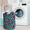 Teal Pink Leopard Laundry Basket-grizzshop
