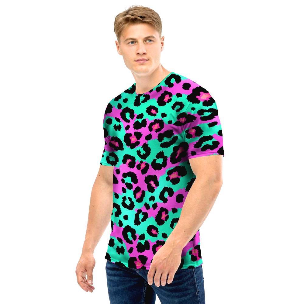 Teal Pink Leopard Men T Shirt-grizzshop