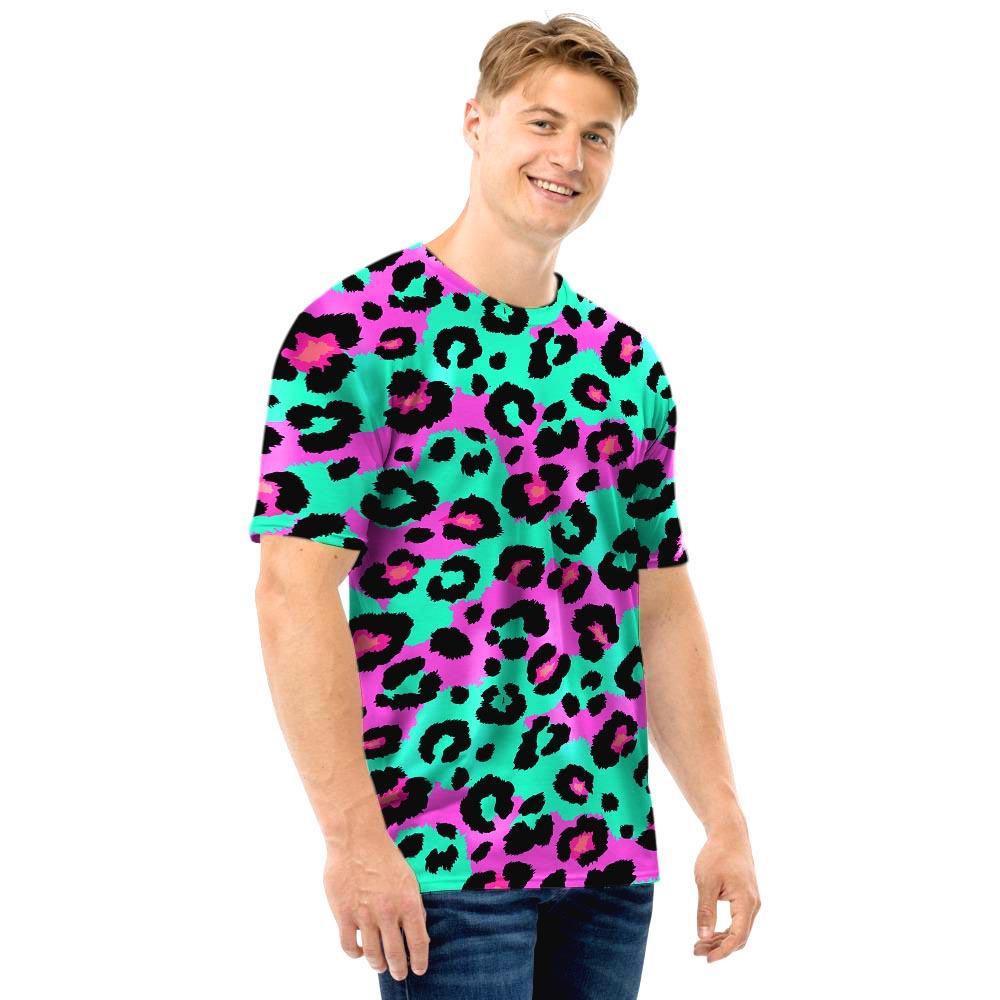 Teal Pink Leopard Men T Shirt-grizzshop