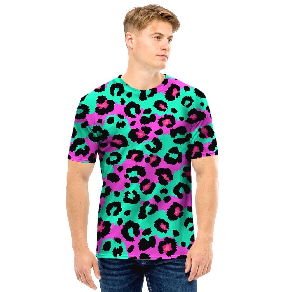 Teal Pink Leopard Men T Shirt-grizzshop