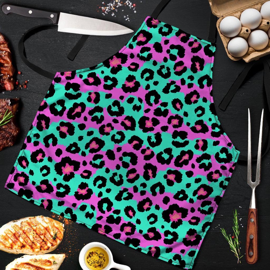 Teal Pink Leopard Men's Apron-grizzshop