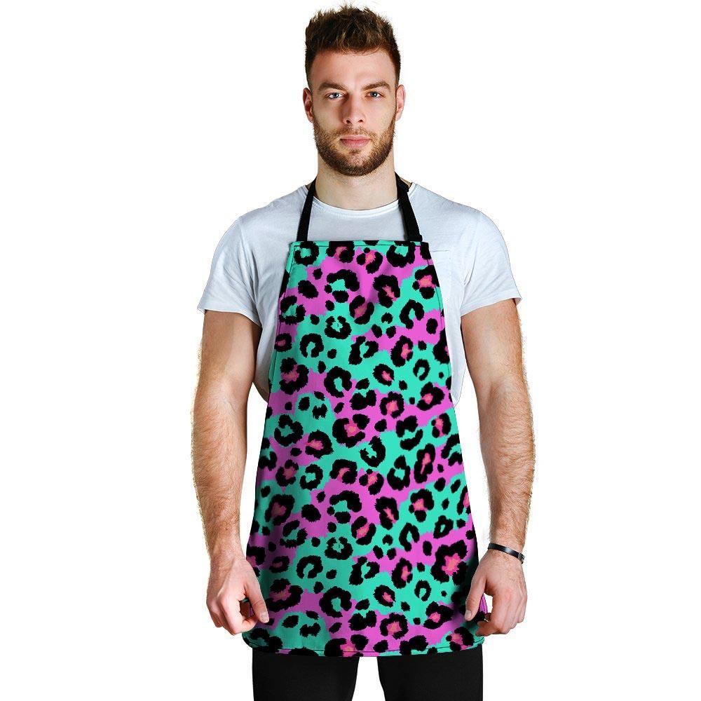 Teal Pink Leopard Men's Apron-grizzshop