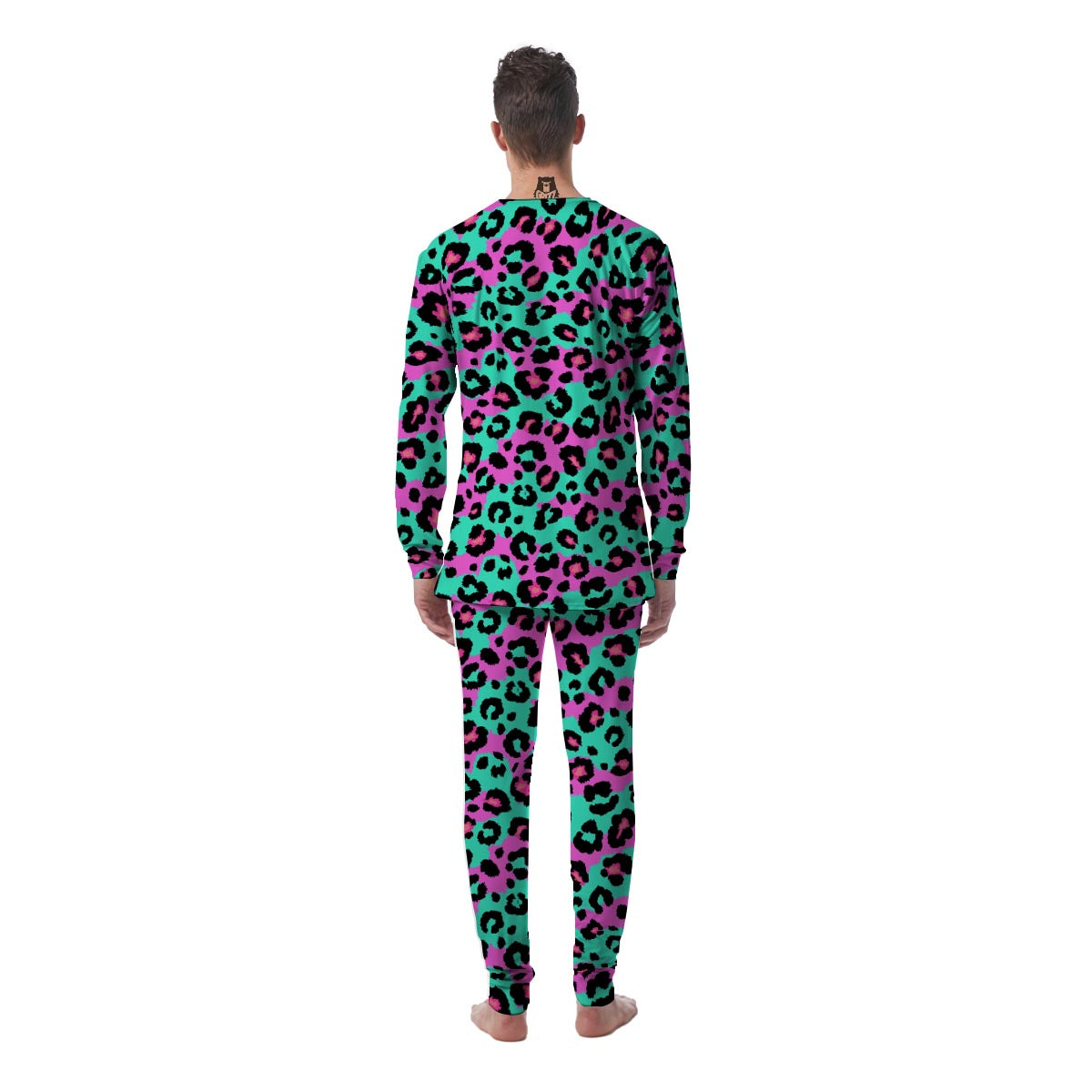 Teal Pink Leopard Men's Pajamas-grizzshop