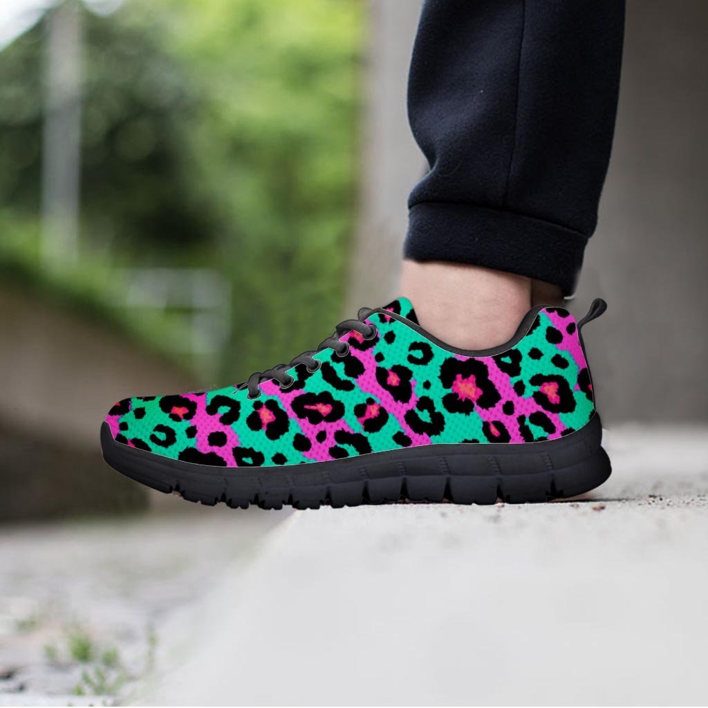 Teal Pink Leopard Men's Sneakers-grizzshop