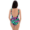 Teal Pink Leopard One Piece Swimsuite-grizzshop