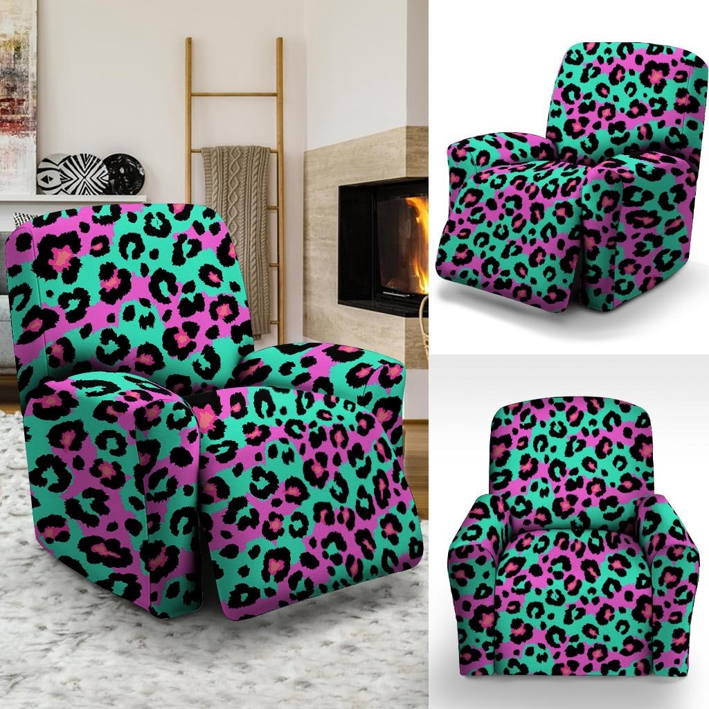 Teal Pink Leopard Recliner Cover-grizzshop