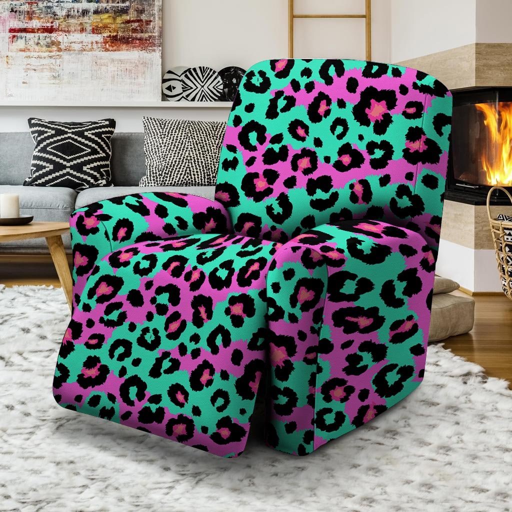 Teal Pink Leopard Recliner Cover-grizzshop