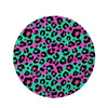 Teal Pink Leopard Round Rug-grizzshop