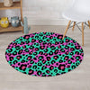 Teal Pink Leopard Round Rug-grizzshop