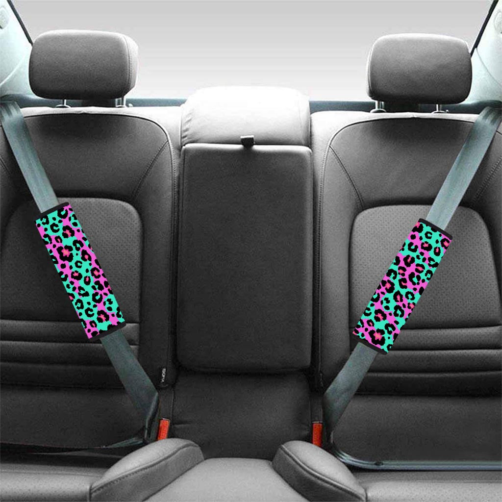 Teal Pink Leopard Seat Belt Cover-grizzshop