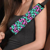 Teal Pink Leopard Seat Belt Cover-grizzshop