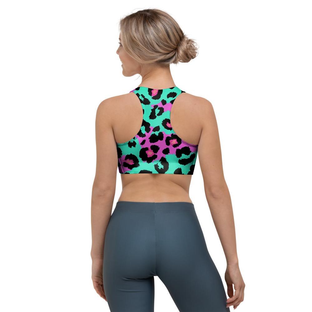 Teal Pink Leopard Sports Bra-grizzshop