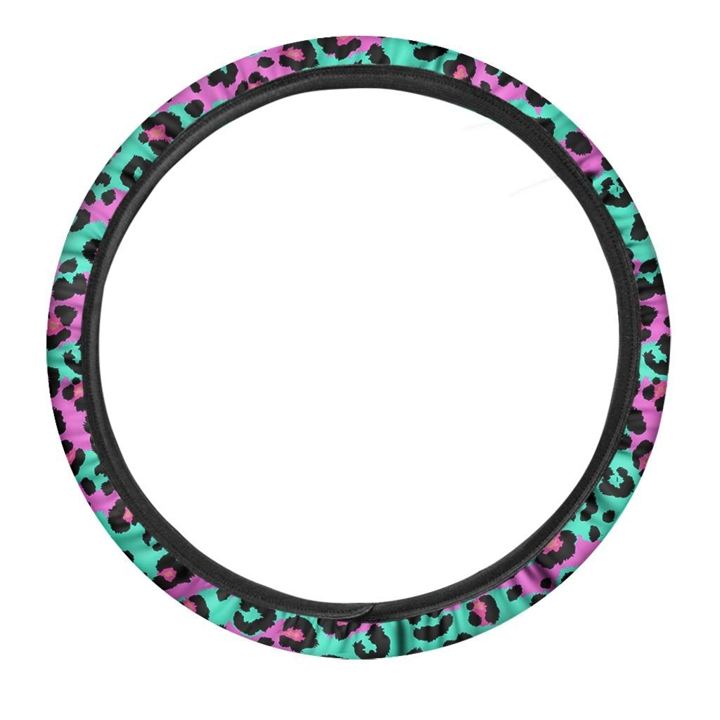 Teal Pink Leopard Steering Wheel Cover-grizzshop