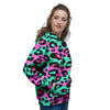 Teal Pink Leopard Women's Hoodie-grizzshop