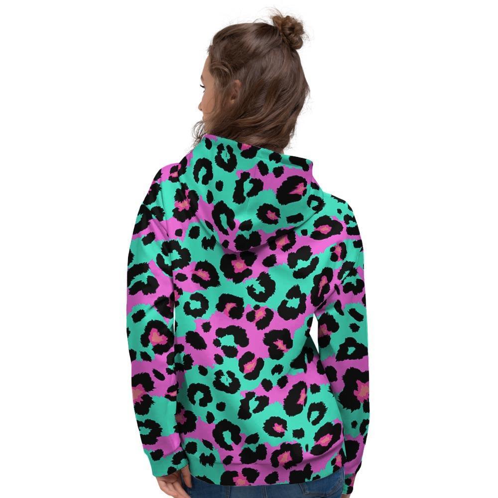 Teal Pink Leopard Women's Hoodie-grizzshop