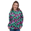 Teal Pink Leopard Women's Hoodie-grizzshop