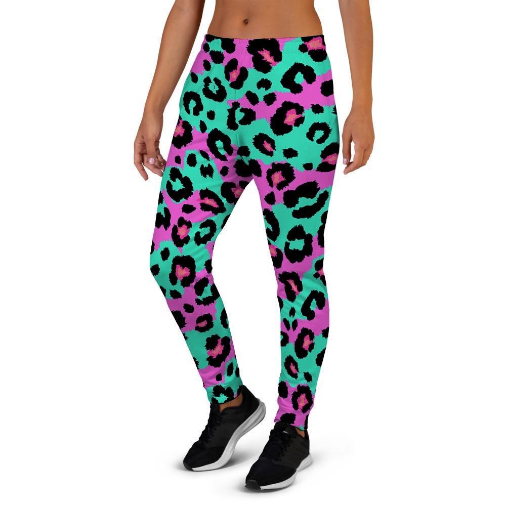 Teal Pink Leopard Women's Joggers-grizzshop