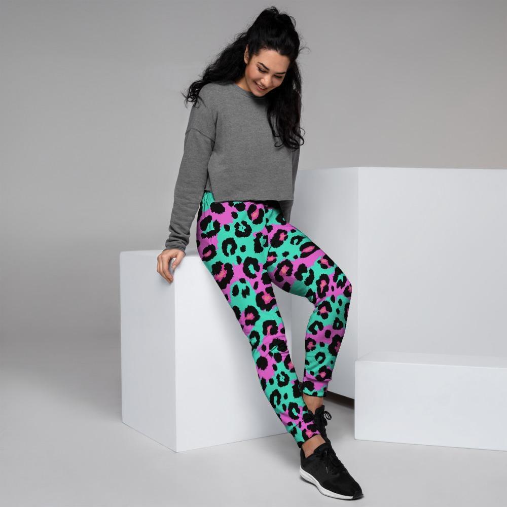 Teal Pink Leopard Women's Joggers-grizzshop