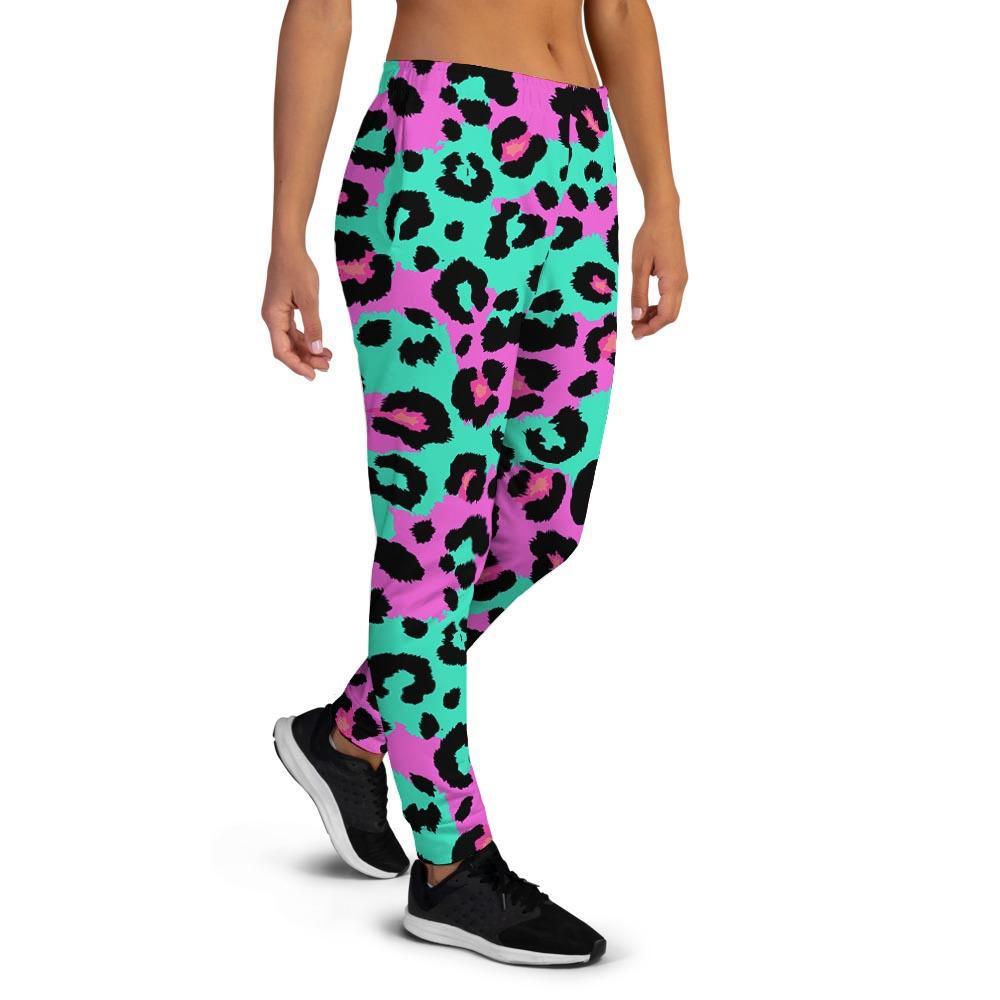 Teal Pink Leopard Women's Joggers-grizzshop