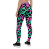 Teal Pink Leopard Women's Leggings-grizzshop