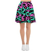 Teal Pink Leopard Women's Skirt-grizzshop