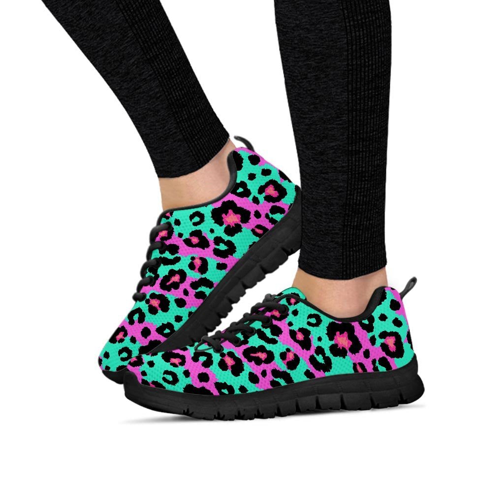 Teal Pink Leopard Women's Sneakers-grizzshop