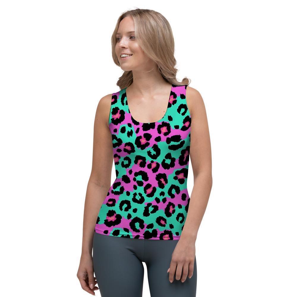 Teal Pink Leopard Women's Tank Top-grizzshop