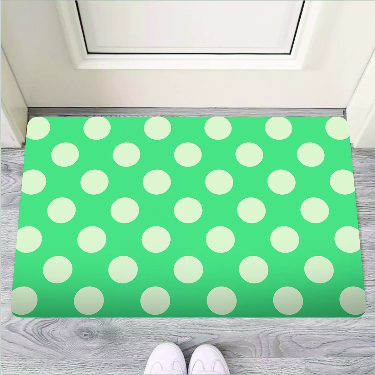 Teal Polka Dot Door Mat-grizzshop