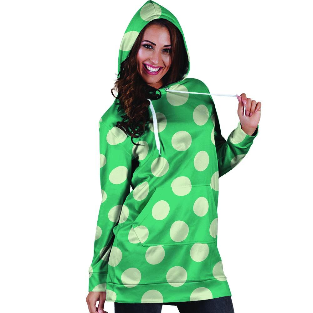 Teal Polka Dot Hoodie Dress-grizzshop