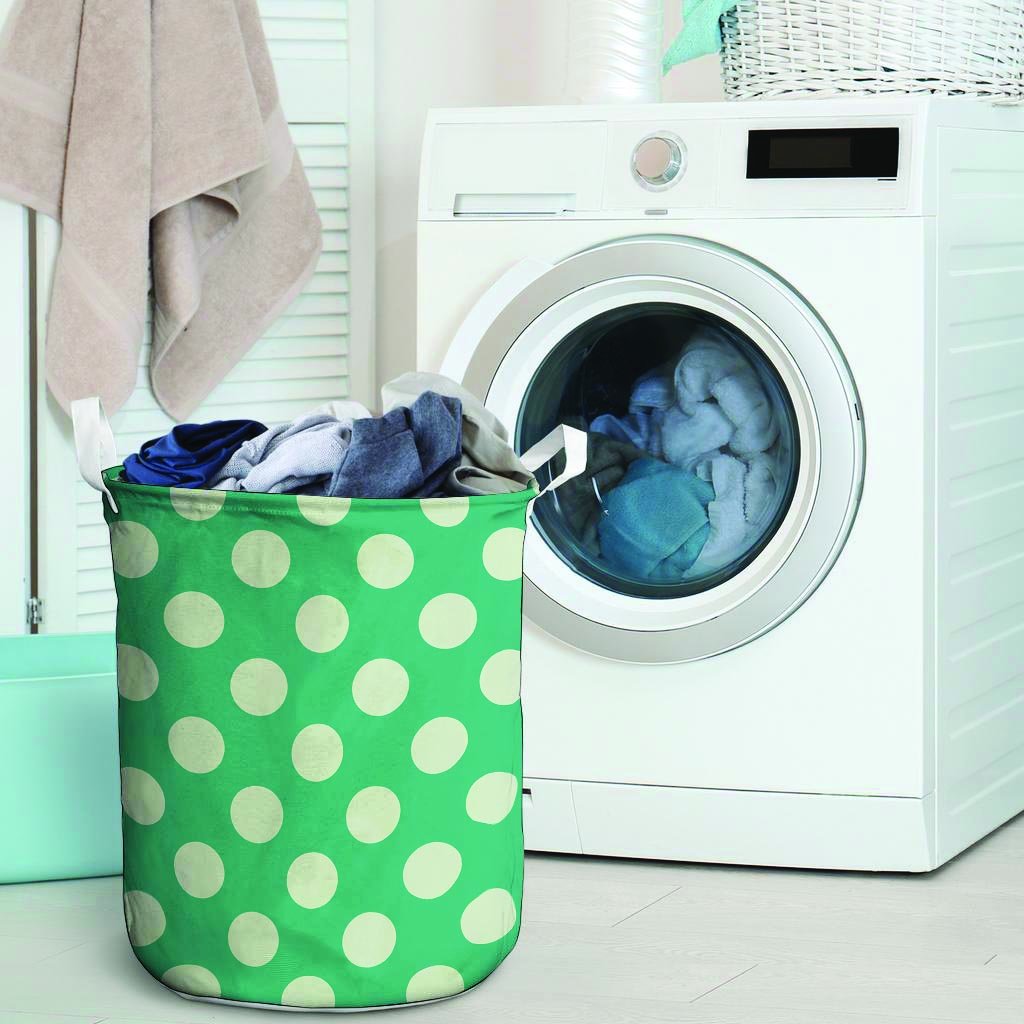 Teal Polka Dot Laundry Basket-grizzshop